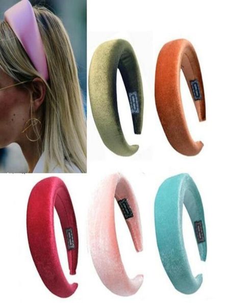 

2019 trendy blush padded velvet hairband thick velvet 90s hair accessories solid color padded hair bands7961483, Slivery;white