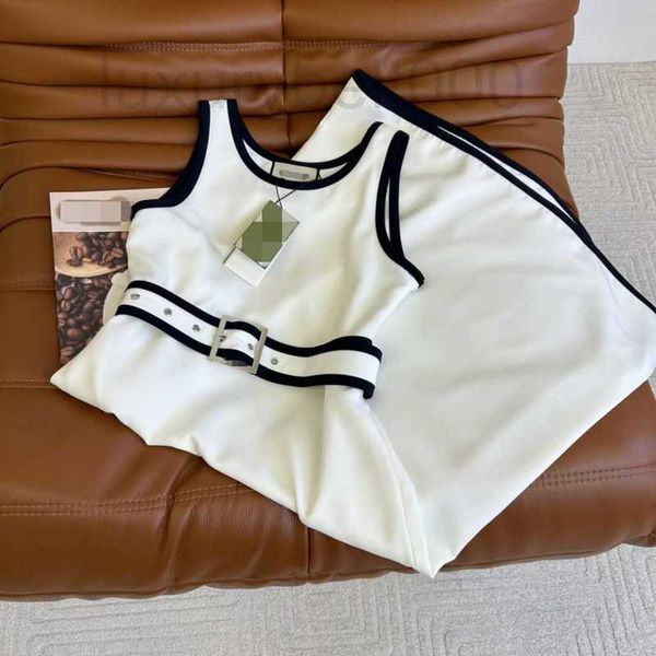 

basic & casual dresses designer temperament commuting letter embroidered white sleeveless dress elegant belt wrapped waist long suspended ta, Black;gray