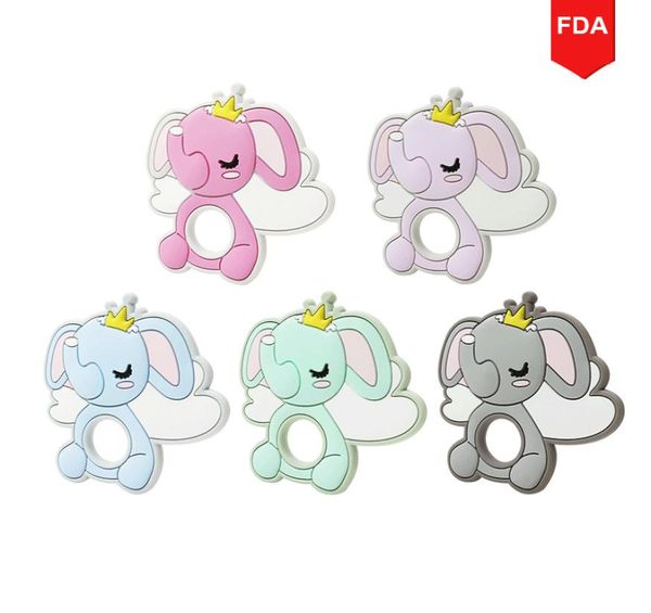 

new elephant shaped animal food grade silicone baby teether silicon teethers set teething molar toys kids bpa 7341686
