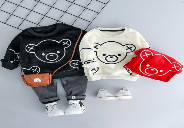 

hylkidhuose baby girl boy clothing sets 2018 autumn winter plush infant clothes suits cartoon children kids casual coatume y1905189775029, White