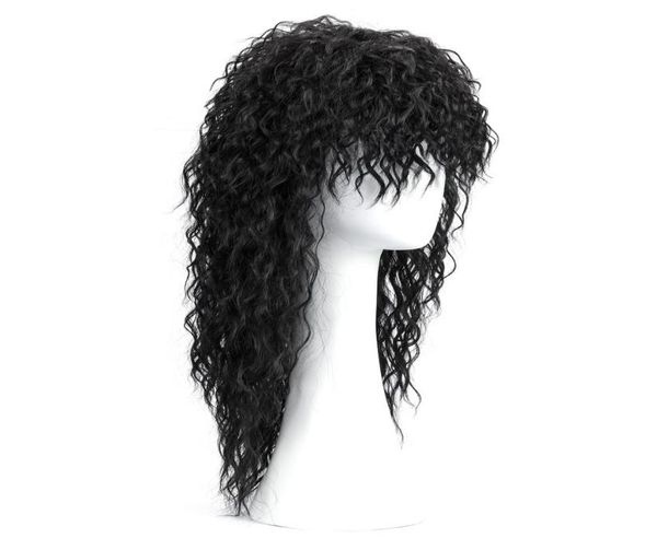

2019 new women039s stylish little curls wigs curly bang wigs synthetic fibre wig head cover comfortable lace cap head cover wig9600098, Black