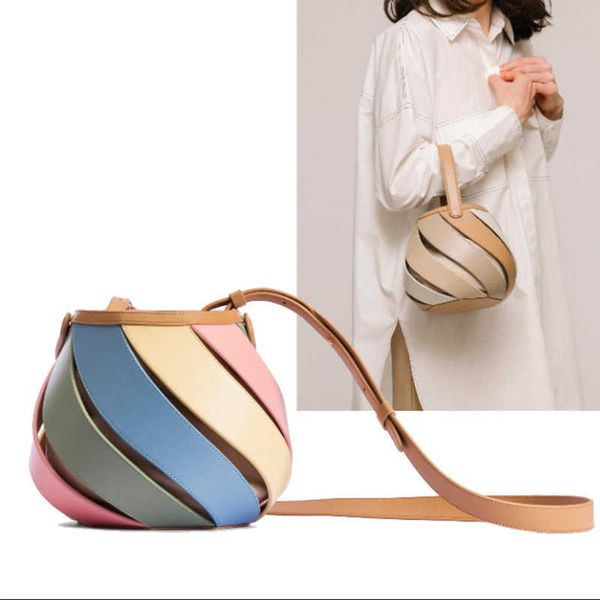 

cylindrical color collision handbag crossbody hand bags fashion shoulder women's bag ribbed splicing bucket bag 0819