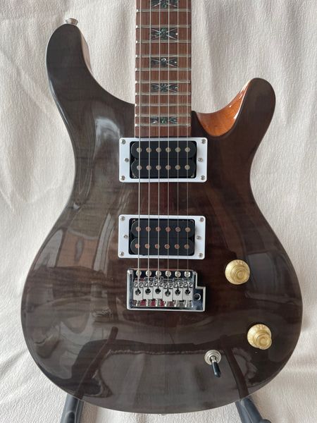 

prs electric guitar lotus knot mosaic, custom, tremolo bridge coffee body