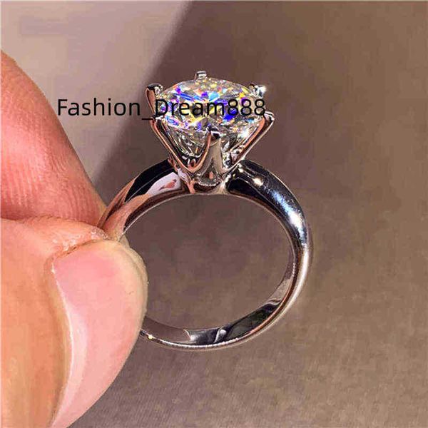 

5.0ct moissanite engagement ring women 14k white gold plated lab diamond ring sterling silver wedding rings jewelry box include x220214, Slivery;golden