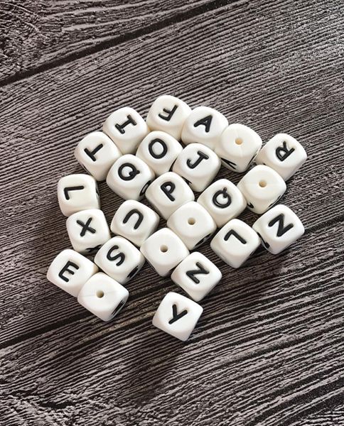 

100pcs silicone alphabet beads 12mm bpa food grade letters chewing beads for teething necklace diy chewelry baby teethers9044890