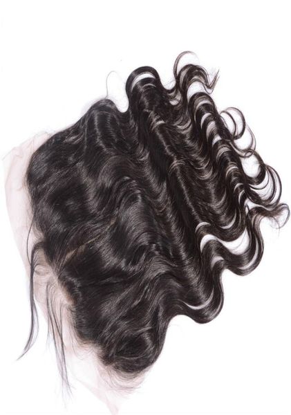 

brazilian human virgin hair 13x6 lace frontals with baby hair body wave pre plucked bleached knots virgin hair closure pieces 1220421, Black