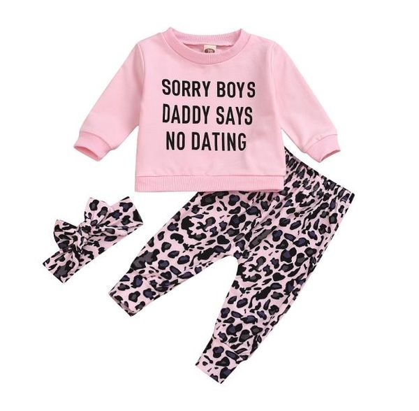 

baby kids pants clothing sets letter printing long sleeve leopard trousers spring autumn girls athletic outdoor apparel 133160594, White