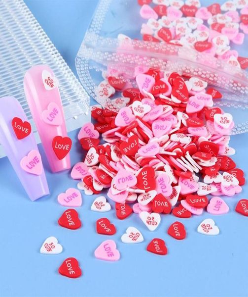 

nail art decorations 10g love heart polymer clay slices accessories pink red soft flakes professional supplies for valentines gift2206494, Silver;gold