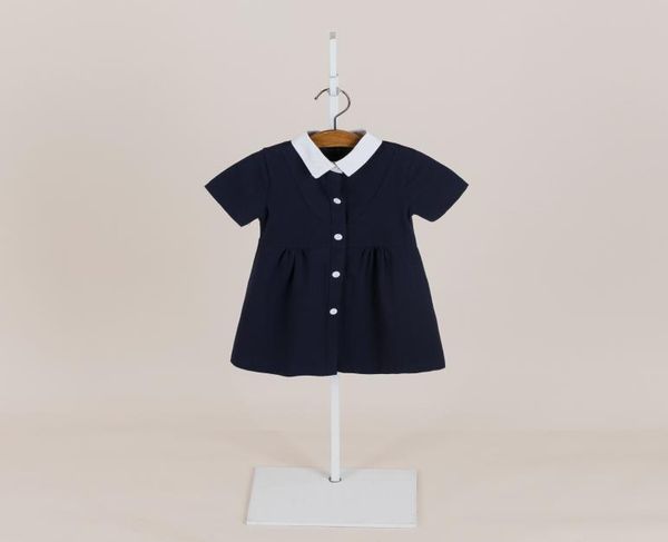 

fashion summer girls lapel short sleeve dresses kids singlebreasted pleated dress 2022 preppy style children cotton casual clothi7353497, Red;yellow