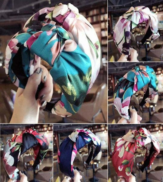 

women headband hairband bow knot cross tie cloth headwrap hair band hoop4193346, Black;brown