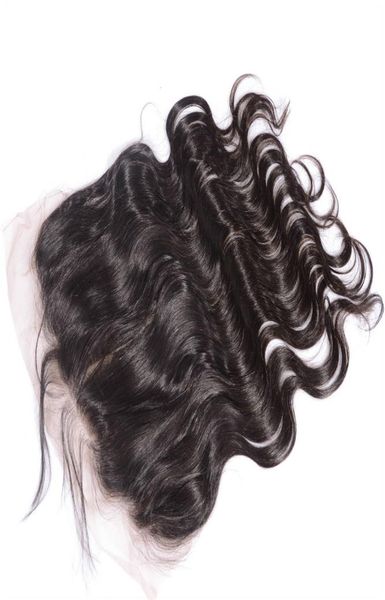 

brazilian human virgin hair 13x6 lace frontals with baby hair body wave pre plucked bleached knots virgin hair closure pieces 2305746, Black