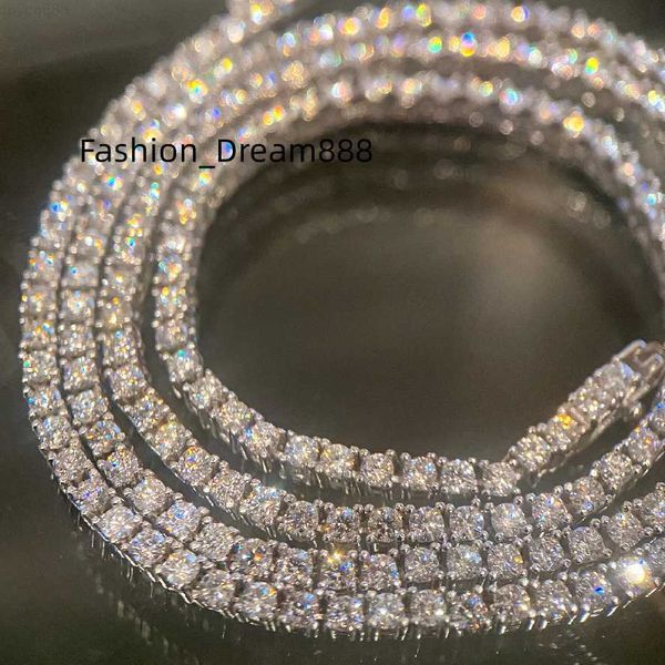 

one row vvs moissanite tennis chain 2mm width 925 silver custom iced out hip hop necklace