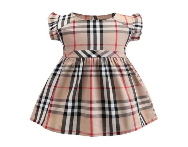

girls small plaid dress 2019 ins styles new summer girls kids plaid cotton dress kids elegant lace sleeve dress7920391, Red;yellow