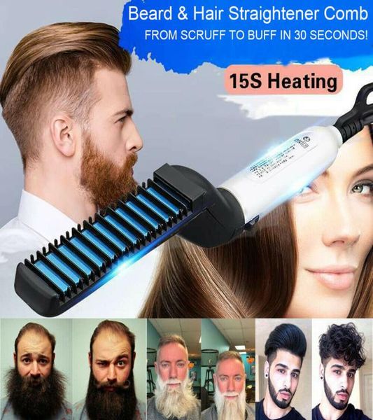 

multifunctional hair comb curling curler show cap quick hair styler for men electric heating hairbrush comb quick hair make4954332, Black