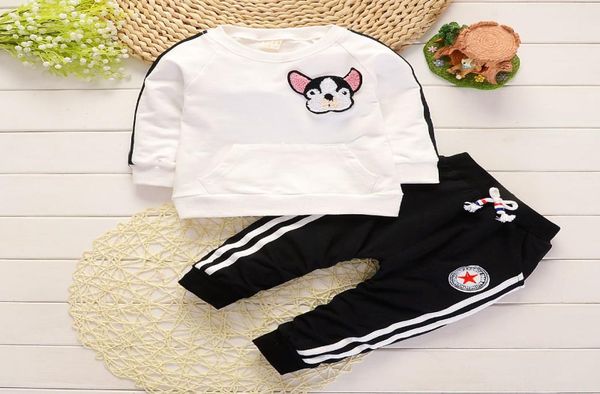 

baby boy clothes spring autumn cartoon dog round neck tshirts long pants infant clothing set casual kids bebes sport suits y7884865, White
