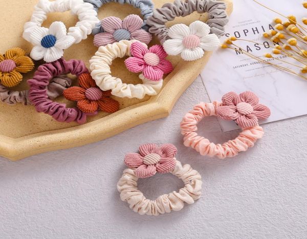 

26pclot new fashion women flower elastic hair bandsspring bright color hair scrunchiesbaby girls hair tie ponytail holder7906408, Slivery;white