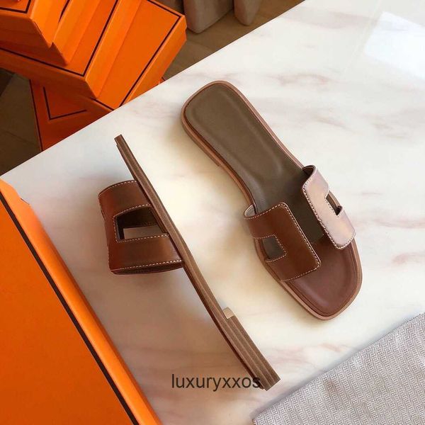 

slippers sandal bottom 2023 high designer classic h edition flat oran beach tourism leather slipper for women's summer outwear large 7w
