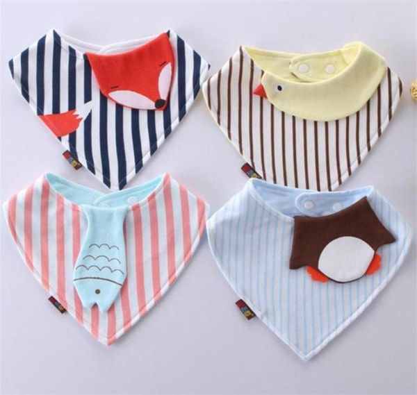 

new style cartoon animals baby bibs bandana animal tiger striped toddler newborn triangle scarf feeding cotton bibs burp cloth1372487