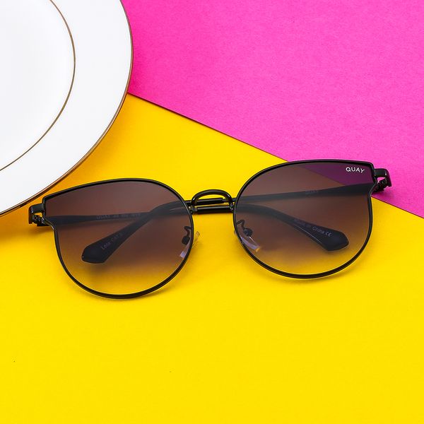 

quay light luxury sunglasses street shoot women's clear fashion light luxury grade feeling sunglasses plain face mirror, White;black