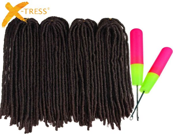 

synthetic braiding hair extensions 22inch soft dreadlocks faux locs crochet braids hair xtress6015469, Black