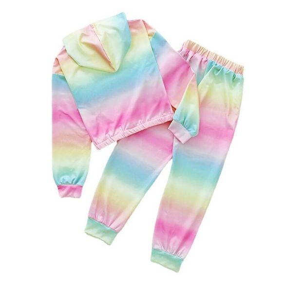 

kids clothing sets girls outfits baby clothes children wear spring autumn cotton rainbow long suit with hat 2piece suits7283621, White