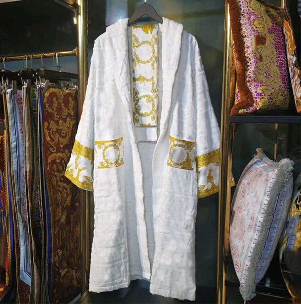 

men's sleepwear mens womens home robes shawl collar cotton soft fluffy designer brand luxury vintage bathrobe pajamas lovers dressing g, Black;brown