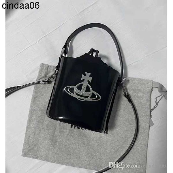 

western empress dowager designer bucket bag 2023 new lacquer leather mini crossbody shoulder bag