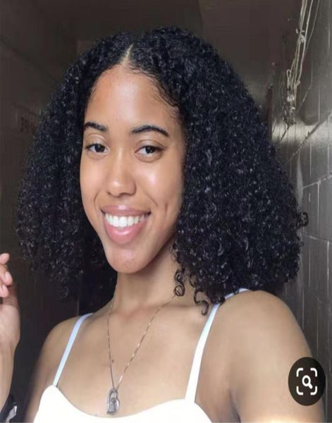 

360 lace frontal wigs mongolian afro kinky curly 130 density human remy hair thick end full wig bleached knots diva15968014, Black;brown