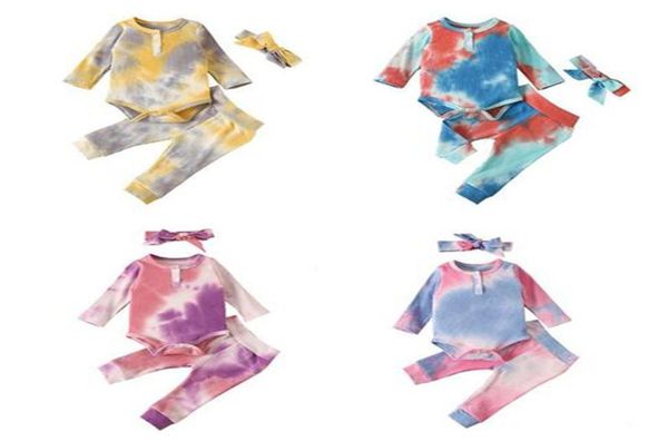 

baby tiedyed autumn kids clothes article pit tie dyed clothing sets 8 styles baby long sleeve romper antsheadbands 3pcsset1397926, White