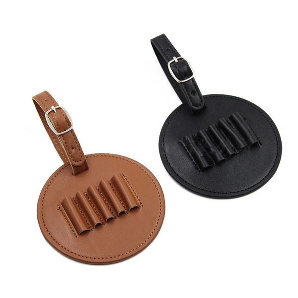 

dhl500pcs bag parts pu protable golf bag tag with 5 wooden tees luggage tags black brown