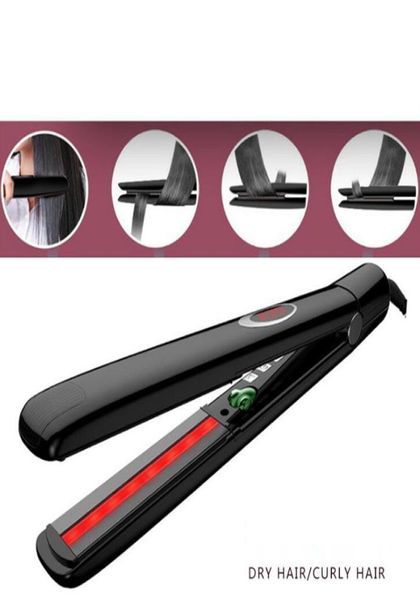 

infrared hair straighteners brush anion flat iron hair straightening comb tourmaline ceramic plate brush hair salon dhl 3880250, Black