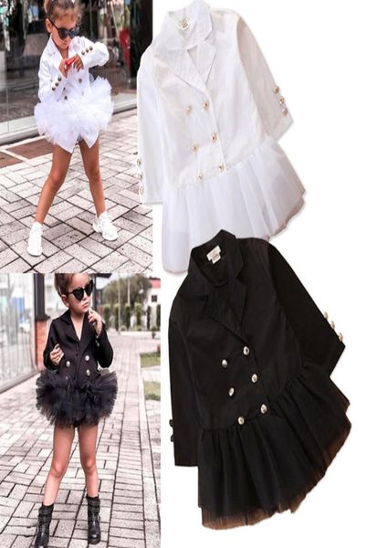 

kids clothes girls mesh trench coat doublebreasted jackets autumn spring children outerwear baby vneck coats c11696110489, Blue;gray