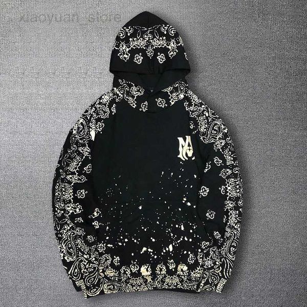

men's hoodies 2023cashew flower print hoodies pullover comfortable soft men hoodie sudaderas hombre long-sleeved letter sweatshirt hkd2, Black