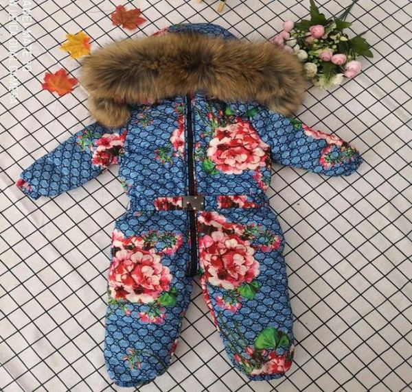 

fashion brand baby down jacket kids designer clothing winter new baby jumpsuit cover letter pattern design 90 feather filled jump4343076, Blue;gray