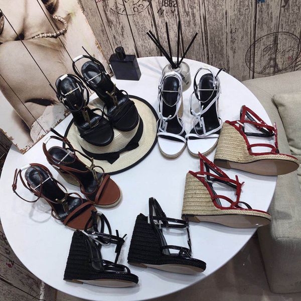 

fashion designer women shoes heels sandals fashion beach thick bottom dress shoe alphabet lady sandal leather high heel lides by sh10 006, Black