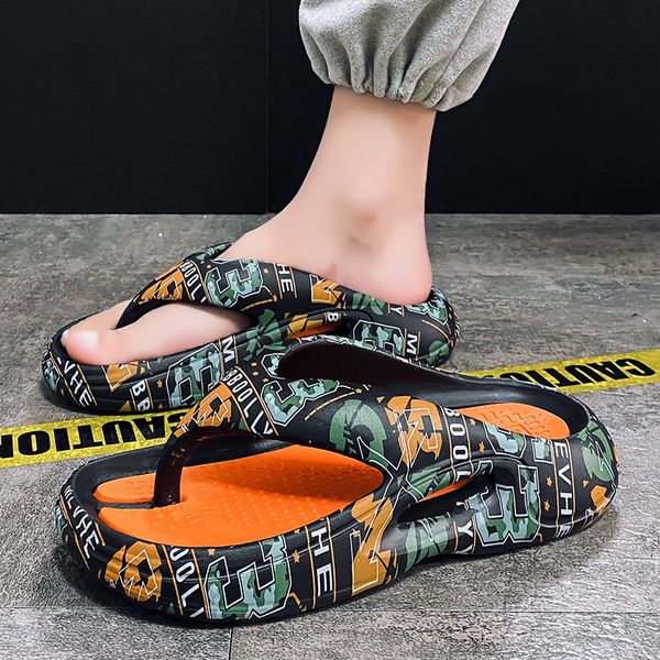 

slippers men's style sandals summer fashion thick bottom antislip slipon casual camouflage beach shoes 230703, Black