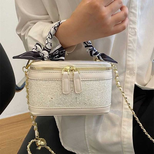 

lady evening bags this year's popular box small bag trendy fashion chain crossbody women's summer high-end feeling square 230704