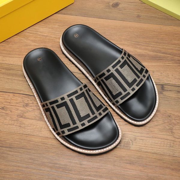 

2024 luxury designer slippers women leather sandals men ladies flip flops summer beach flat slippers f60, Black