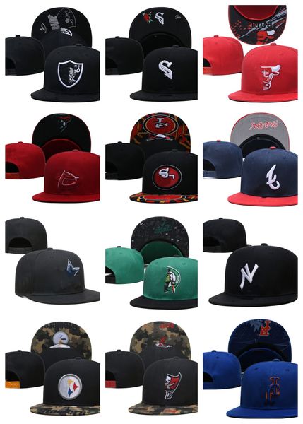 

all sport tem logo designer baseball snapbacks adjustable hats flat cotton embroidery basketball football mesh fitted flex hat closed full o, Black;white
