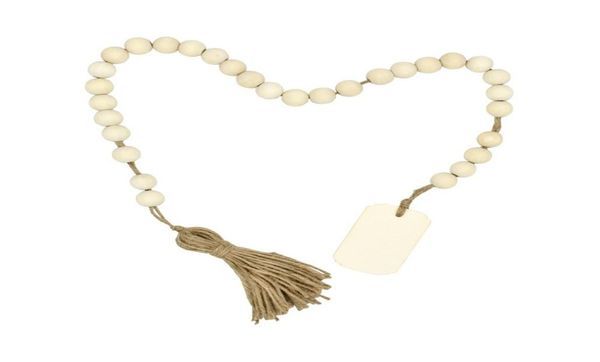 

wall decor natural wooden bead garland with tassels and diy tag northern europe nursery home hand made wood farmhouse decoration h5276024