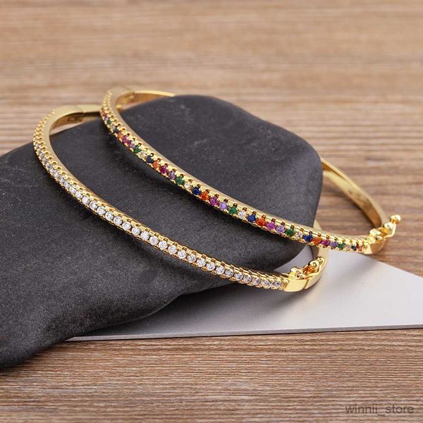 

charm bracelets colorful white color cubic thin bangles bracelets for women wedding elegant jewelry gifts trendy r230704, Golden;silver