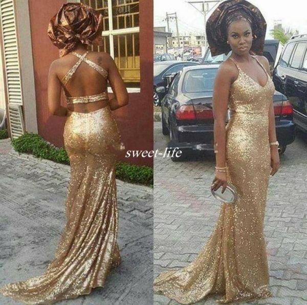 

sparkly gold sequin backless prom dresses mermaid spaghetti straps 2019 arabic style long special occasion gowns evening par7940497, Black