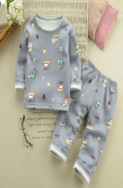 

girls boys thermal underwear autumn winter plush sets christmas outfit kids clothes suit for 15 y baby children warm clothing4031993, White