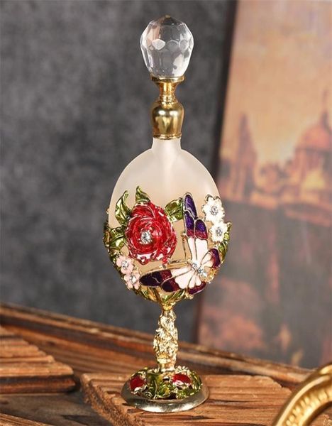 

perfume bottle 1pc 7ml empty vintage golden slime container rose butterfly embossed decor crystal cap refillable beauty tool 220901932953