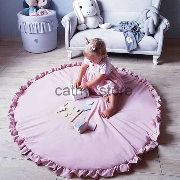 

mats baby play mats round floor soft cotton baby bedding blanket lace crawling mat game pad toys for children room nursery decor x0704