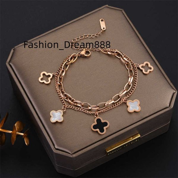 

rose gold bracelet for women charm bracelets jewelry men's and women's bracelets four-leaf grass bracelet women's bracelet ch, Golden;silver