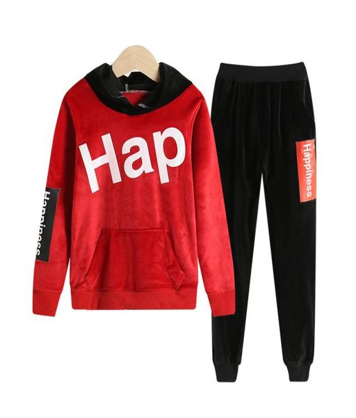 

retail boys girls double gold velvet hooded tracksuit 2pcs sport suits setpulloverpantkids luxury designer outfits baby tracksu1705636, White