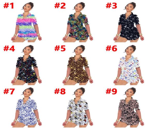 

classic letter tracksuit women homewear designer lounge short sleeve button tshirt and shorts 2 piece suit fashion outfits p5857195, White
