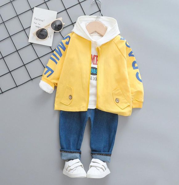 

boys autumn clothes cotton toddler kids letter coat cartoon jeans long sleeve 3pcs fashion boy clothing set c10165853970, White