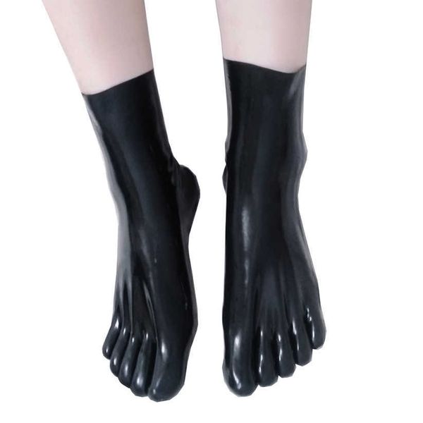 

set natural women men latex rubber fetish five toes socks size s  l can choose s-la048hkd230703, Black;white